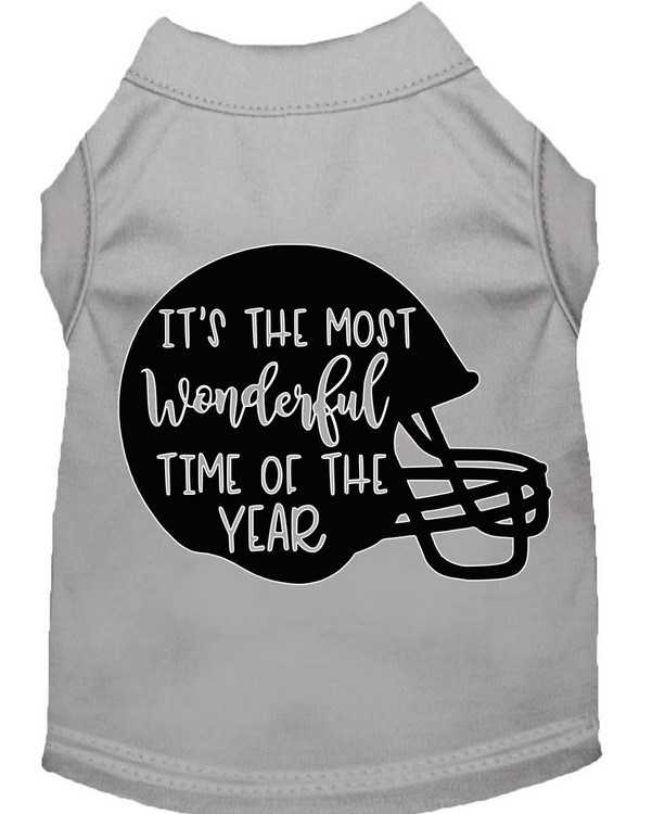 Most Wonderful Time of the Year (Football) Screen Print Dog Shirt Grey Sm